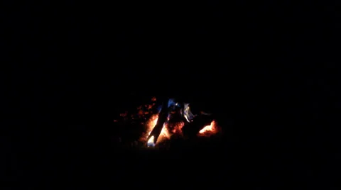 Campfire  surrounded by lava rocks burning in the White Mountains 1 Stock Footage 39358433