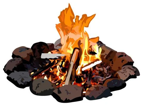 Campfire template cartoon vector drawing fire flame illustration object isolated Stock Illustration