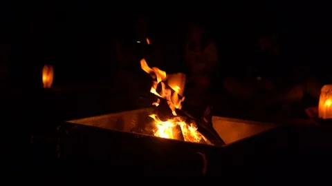 Campfire at touristic camp, cooking Stock Footage 126785109