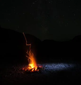 Campfire under the stars Stock Photos