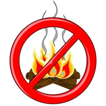 Campfire Vector inside red banned logo Stock Illustration
