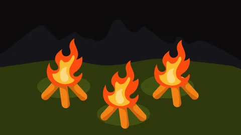 Campfire video animation on night Stock Footage 294955184