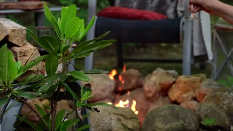 Campfire view on a summer evening Stock Footage 277250860