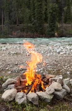 Campfire on the Wheaton River Stock Photos
