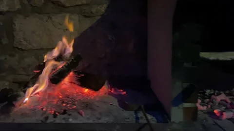 Campfire in wood barbecue Stock Footage