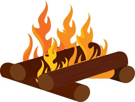 Campfire with wood sticks. Vector Stock Illustration