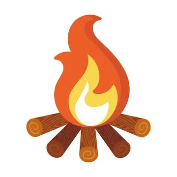 Campfire with wooden logs. Vector Stock Illustration