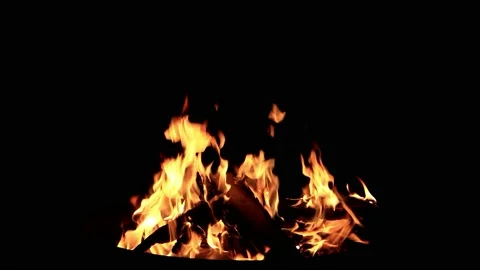 Campfire zoom in with sound in the dark Stock Footage 221392658