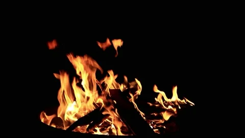 Campfire zoom in with sound in the dark Stock Footage 221392680