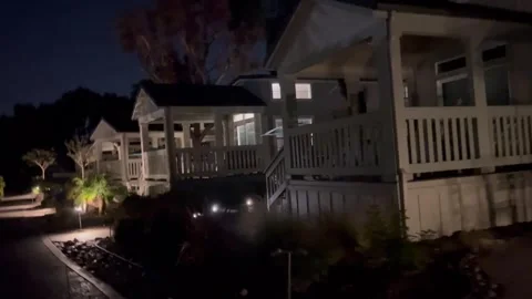 Campground cottages at night Stock Footage 243753885