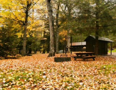 Campground in fall Stock Photos
