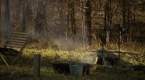 Campground Fire Stock Footage 40480271