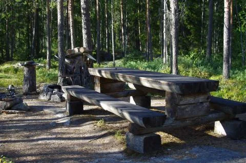 Campground in the forest Stock Photos