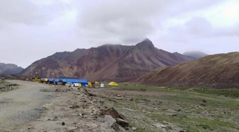Campground in high mountains Foto stock