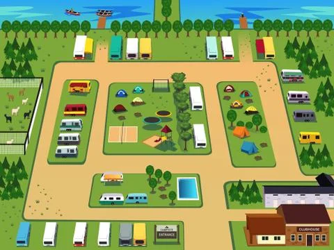 Campground map Stock Illustration