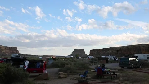Campground Nestled Between Canyons Video stock 136764147