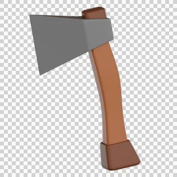 Camping 3d icon axe tool gleam with simple wood handle Stock Illustration
