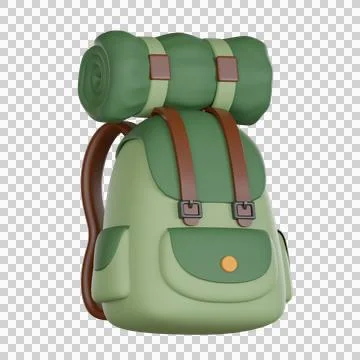 Camping 3D icon backpack with mat, friendly and clean style Stock Illustration