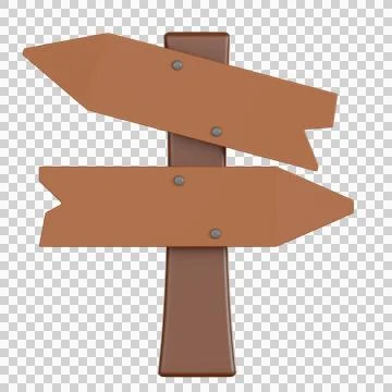 Camping 3D icon, rustic wood signpost with arrows Stock Illustration