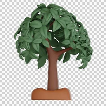 Camping 3D icon tree with lush leaf canopy, calm nature vibe Stock Illustration