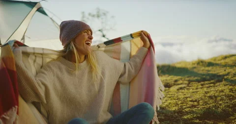 Camping Above the Clouds Stock Footage 133623306