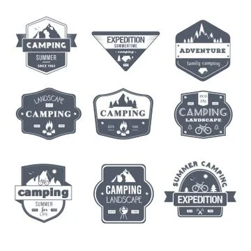 Camping Activity - vintage vector set of logos Stock Illustration