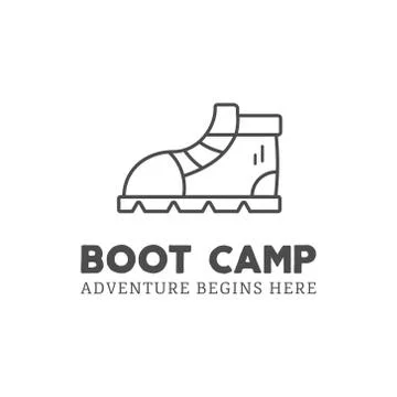 Camping adventure logo design with boot and typography elements. text - boot Illustrazione stock