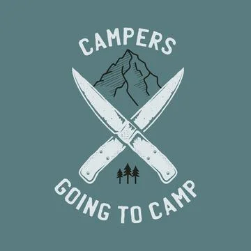 Camping adventure logo emblem illustration design. Vintage Outdoor label with Stock Illustration