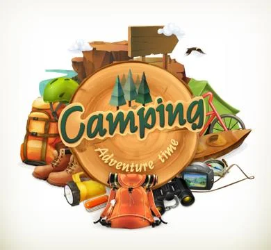 Camping adventure time vector illustration Stock Illustration