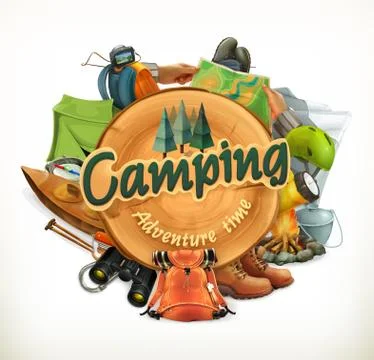 Camping, adventure time vector illustration Illustrazione stock