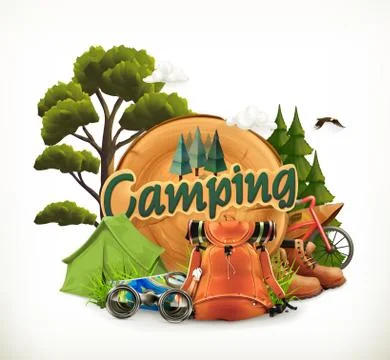 Camping. Adventure time, vector illustration Stock Illustration