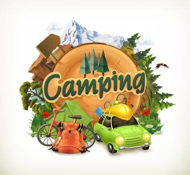 Camping, adventure time, vector illustration Illustrazione stock