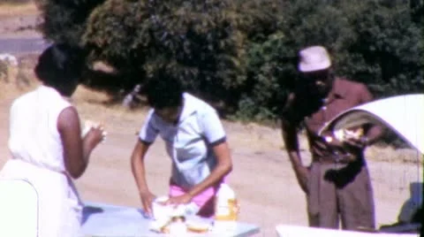 CAMPING African BLACK American Family Picnic 1960 Vintage Film Home Movie 6227 Stock Footage