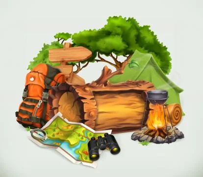 Camping and adventure time vector illustration Stock Illustration