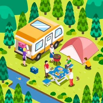 Camping and BBQ Stockillustratie