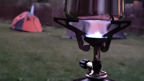 Camping and brewing coffee Video stock 286806961