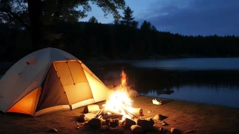 Camping and campfire Stock Footage 280386944