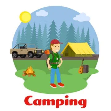 Camping and hiking concept Stock Illustration