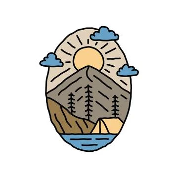 Camping and hiking illustration vector art t-shirt design Stock Illustration