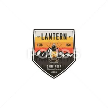 Camping and hiking vintage badge. Mountain explorer label. Outdoor adventure Stock Illustration