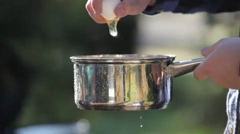 Camping and making breakfast Stock Footage 43851217