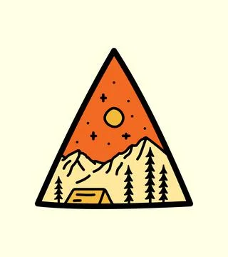 Camping and Mountain vector for t-shirt Design, tee design , patch emblem 库存插图