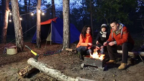 Camping and tent under the pine forest Video stock 70799401
