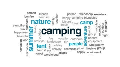 Camping animated word cloud. Kinetic typography. Stock Footage 109131165