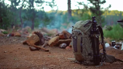Camping Backpack Video stock 168360368