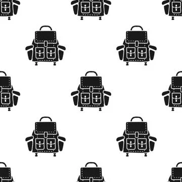Camping Backpack pattern. Simple silhouette seamless background illustration of Stock Illustration
