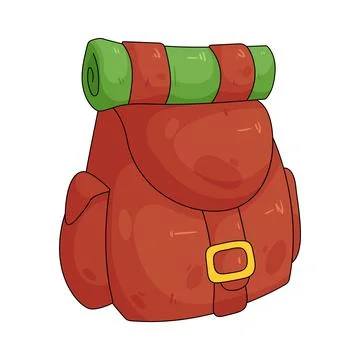 Camping backpack with a rolled sleeping bag 스톡 일러스트