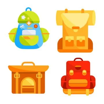 Camping backpack set. Backpacking rucksacks for camping mountain climbing Stock-Illustration