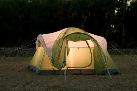 Camping in Backyard Stock Photos