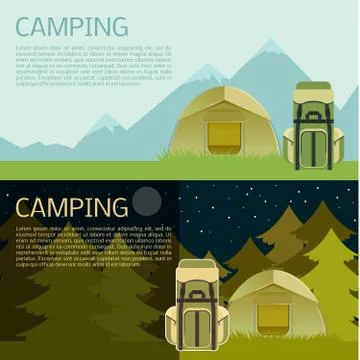 Camping banner Stock Illustration